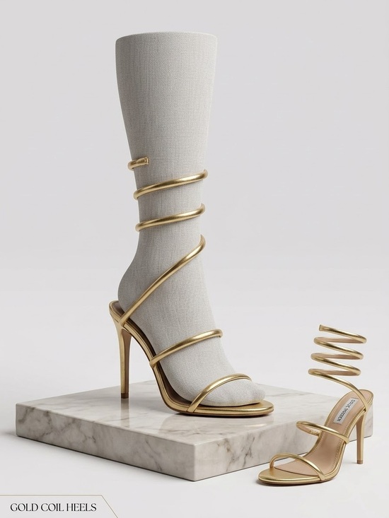 Steve Madden Shoes - Steve Madden Gold Coil Wrap Stiletto Sandals